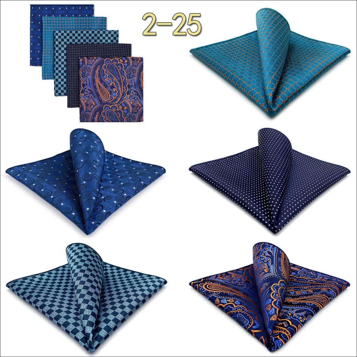 5 Pack Mens Suit Pocket Square Handkerchief Set Various Hanky Lot Classic Gentlemen Wedding Gift Accessories Large Dropshipping