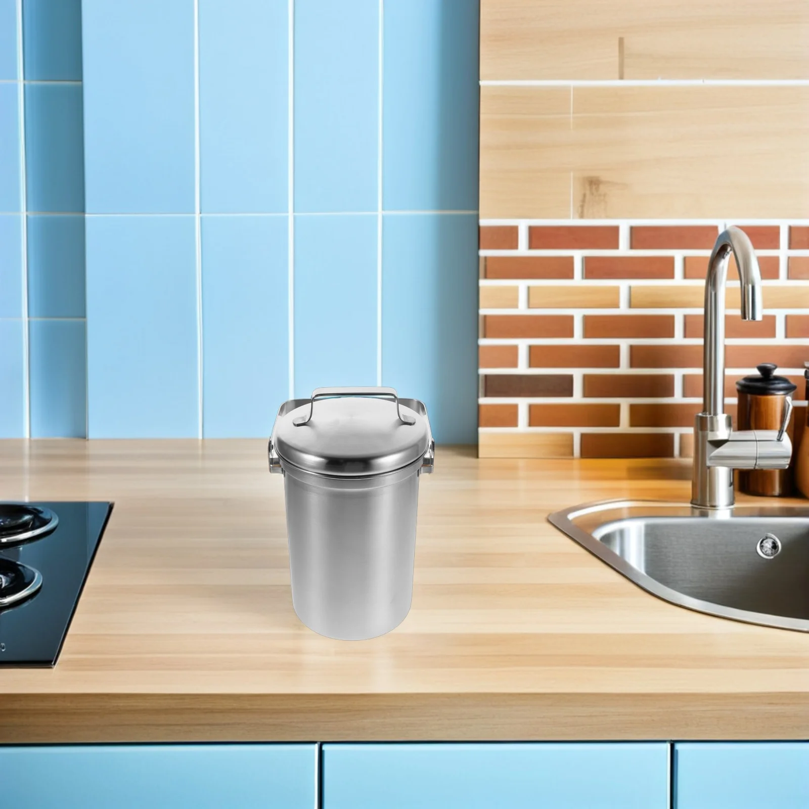 

3л настольный контейнер для компоста из нержавеющей стали, кухонный контейнер для пищевых отходов, ведро для компости в помещении, металлический мусорный бак на столешнице