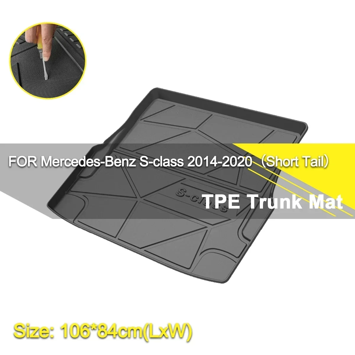 

For Mercedes Benz S-Class 2014-2020 Short Tail Car Rear Trunk Cover Mat Waterproof Non-Slip TPE Rubber Cargo Liner