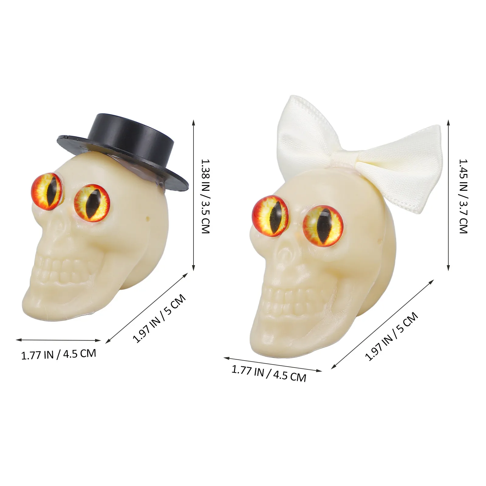 1Pair Halloween Bride Groom Skull Head Decor Simulation Skull Ornament Creepy Realistic Decor for Parties Escape Rooms
