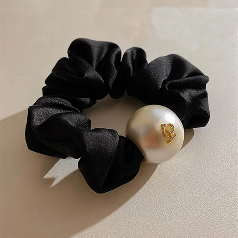 Simple and advanced French Pearl headband temperament large intestine hair bands ladies ponytail rubber band hair accessories