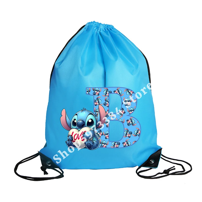 Stitch Disney borsa con coulisse sport zaino impermeabile Bundle Pocket Terylene borse da basket Cartoon Anime Birthday Cute Gifts