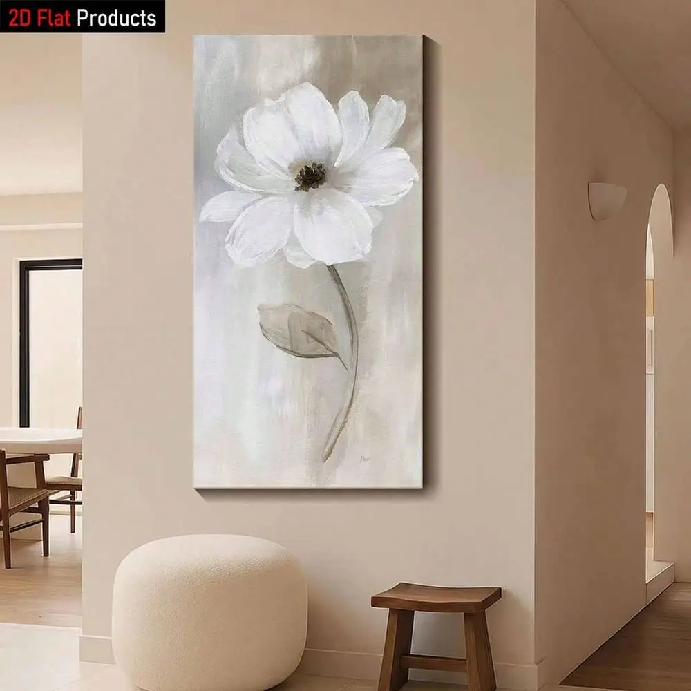 

Flat1 Piece Large Frame Canvas Painting Art Print, Flower, White Flower, High Quality Wall Art Printed Poster Can Be Hung Direc