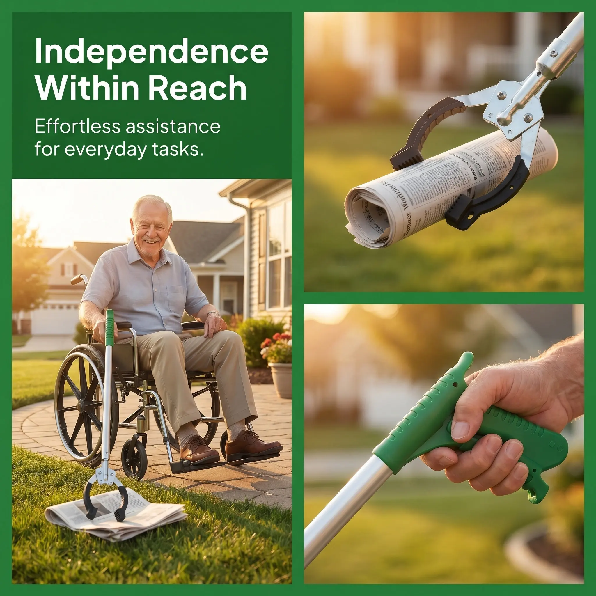 40Cm Aluminum Alloy Garbage Grabber Reacher Multi-Purpose Up Tool for Elderly Disabled Heavy Duty Mobility Aid Pickup Tool Trash
