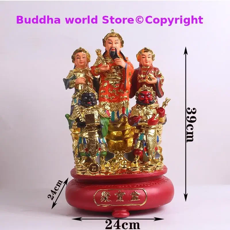 Large HOME Shrine protection SHOP Worship Mammon God of wealth WU LU CAI SHEN Recruit wealth Bring good luck money Buddha statue