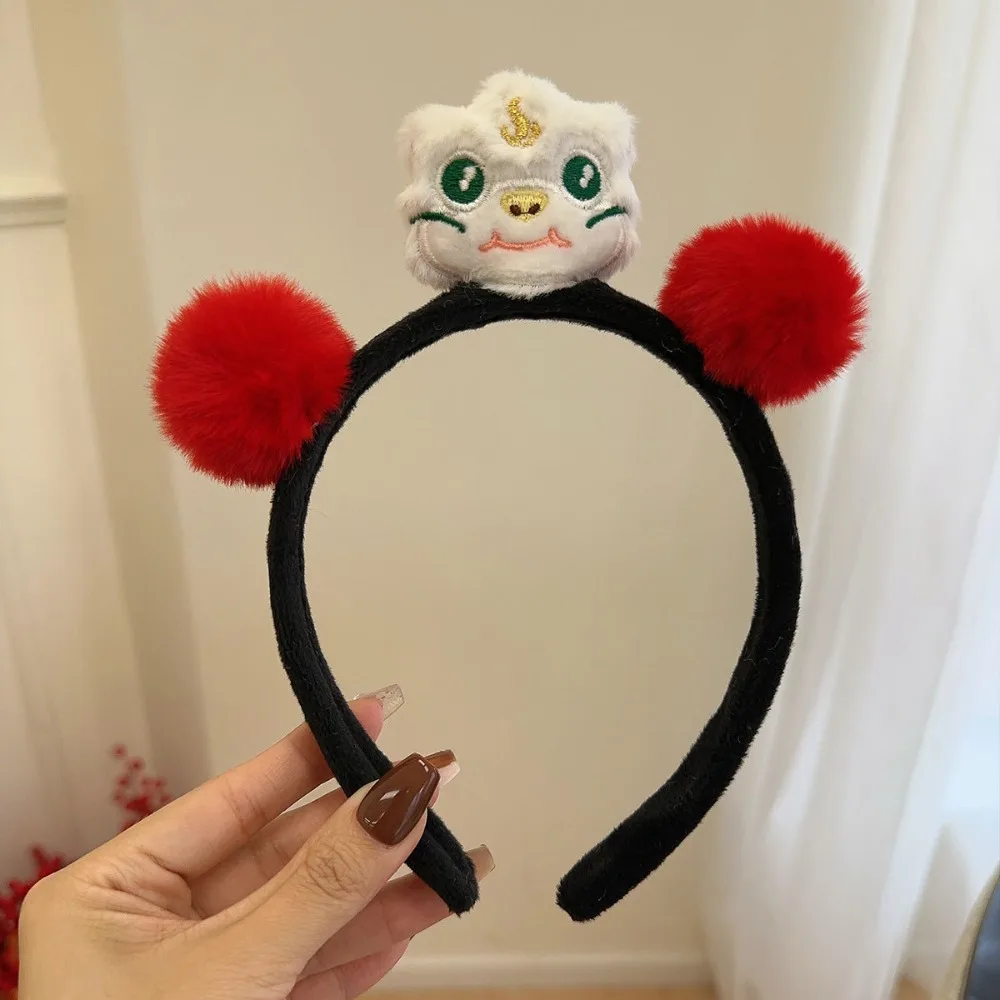 Cute Tassel New Year Hair Hoop Ancient Hairband Plush Ball Snake Year Hair Clip Flower Cloth Embroidered Headwear Girls