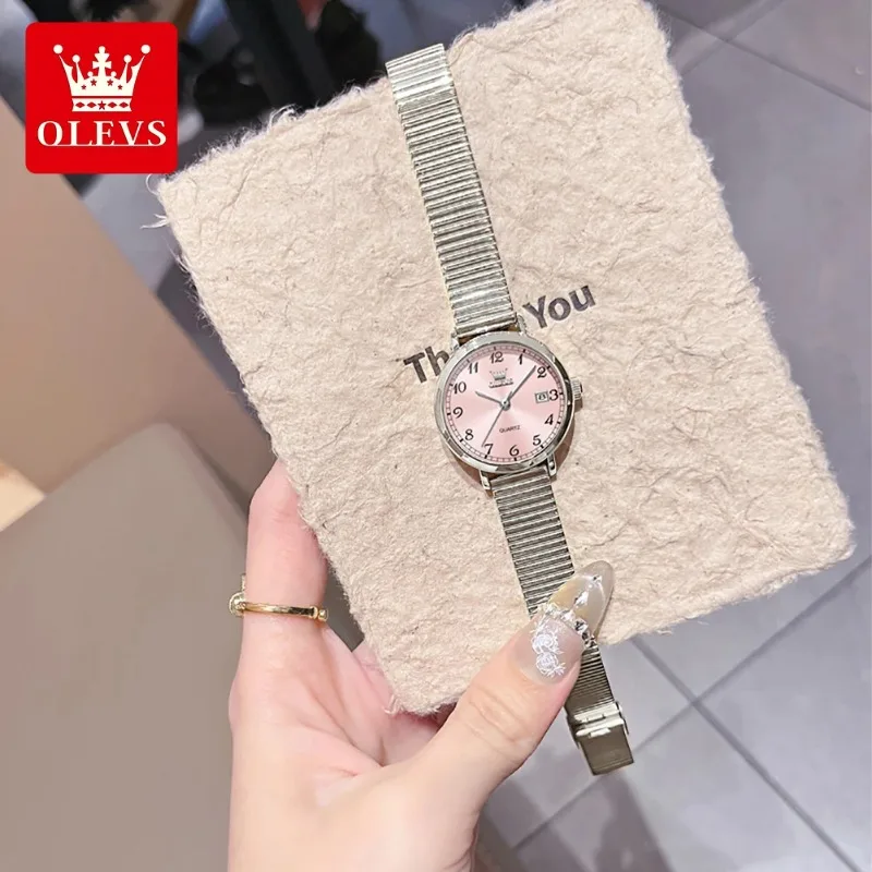 OLEVS 7130 Elegance Quartz Movement Women Watch Single-calendar Window Stainless Steel 30m Waterproof Brand Watch For Women