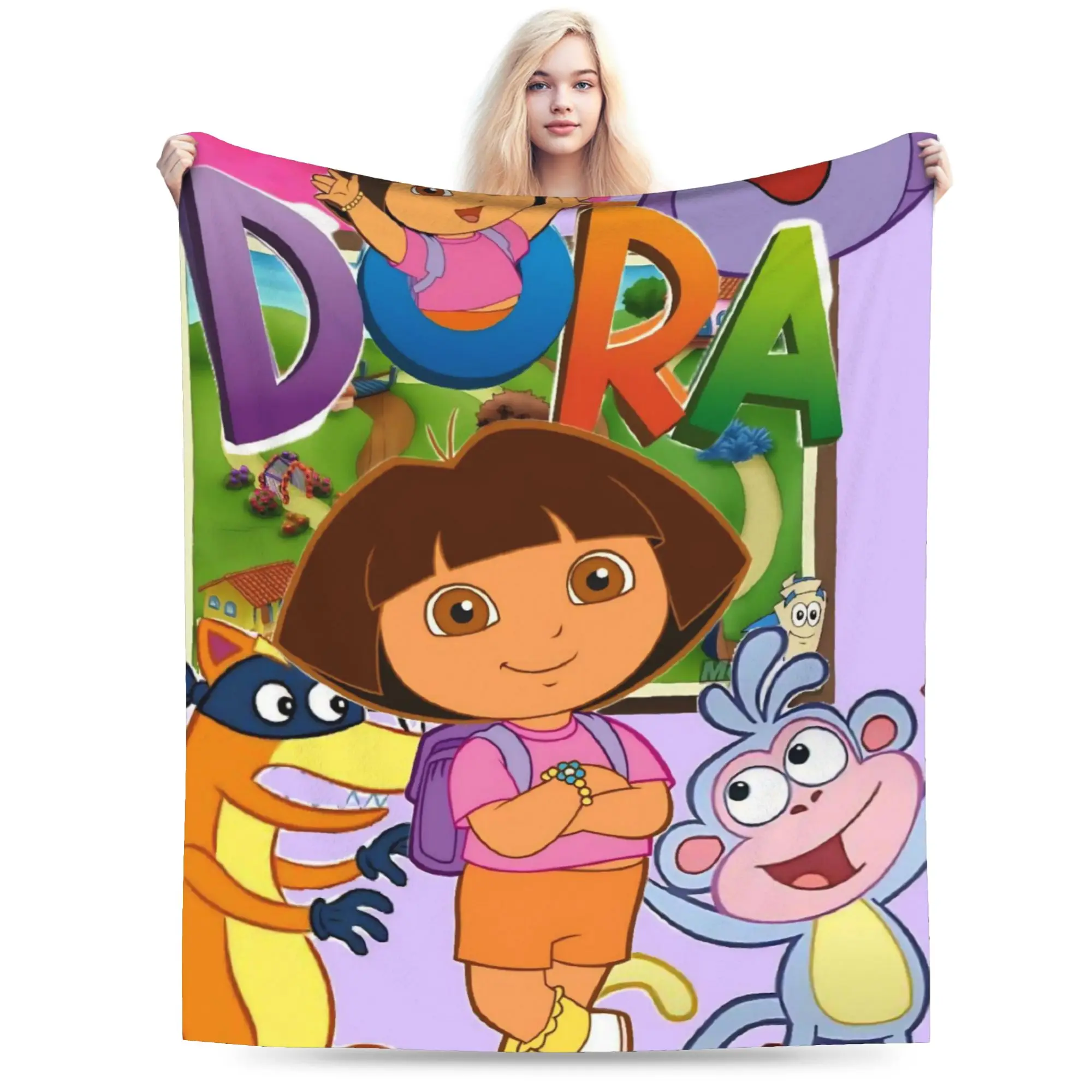 Super Soft D-Doras The Explorers Throw Blanket Premium Fleece Flannel Lightweight Bed Blanket Super Cozy Blankets All Season Use
