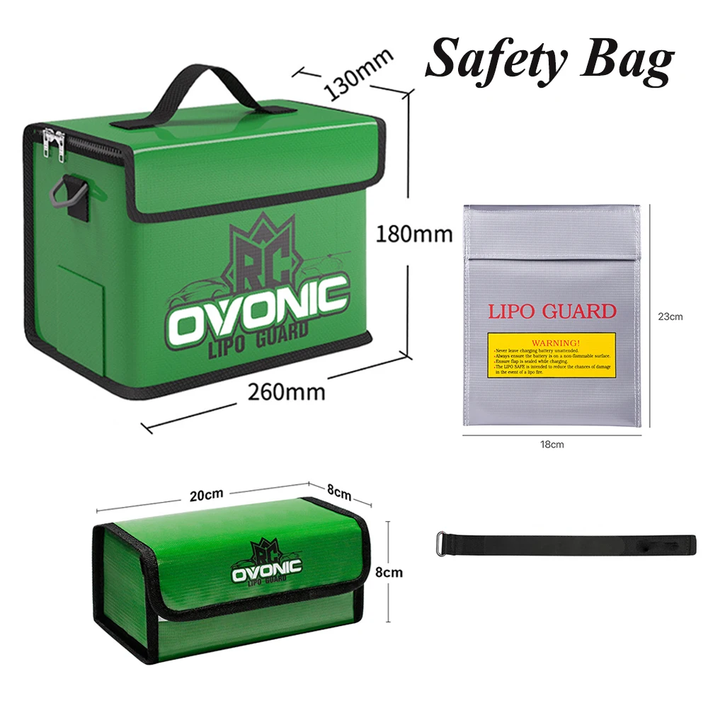 Ovonic LiPo-Akku-Sicherheitsbeutel / 250mm 300mm Akku-Gurte / Sicherheitsbeutel, Flammhemmend & Wasserdicht, Tragbar, Handgehalten