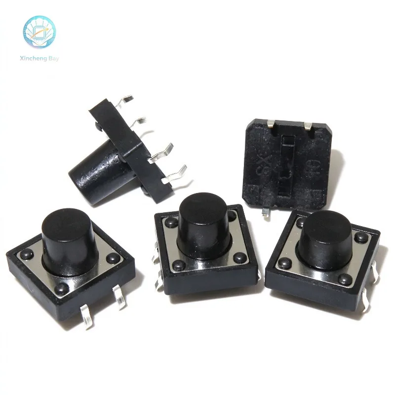 100Pcs 12*12*11/12/13/14/15/16/17/18/19/20/21mm Through Hole Micro Push Button Tactile Tact Momentary Switch 12x12 MM DIP-4 4PIN