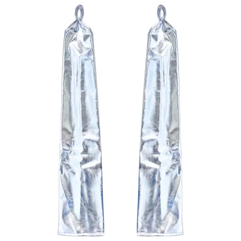 48 سنتيمتر الأسود أصابع ورنيش الجلود هوك إصبع قفازات طويلة المرأة مثير تأثيري مرحلة الأداء ملهى ليلي القطب الرقص القفازات