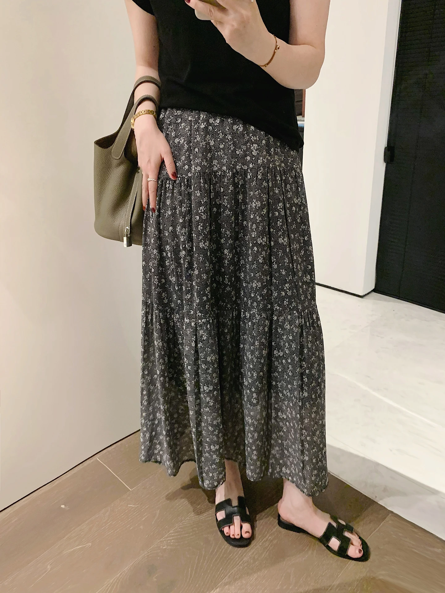 

Женская винтажная шифоновая юбка Misslady с цветочным принтом, миди, А-силуэт, с высокой талией, мягкая, удобная, свободного кроя, повседневная