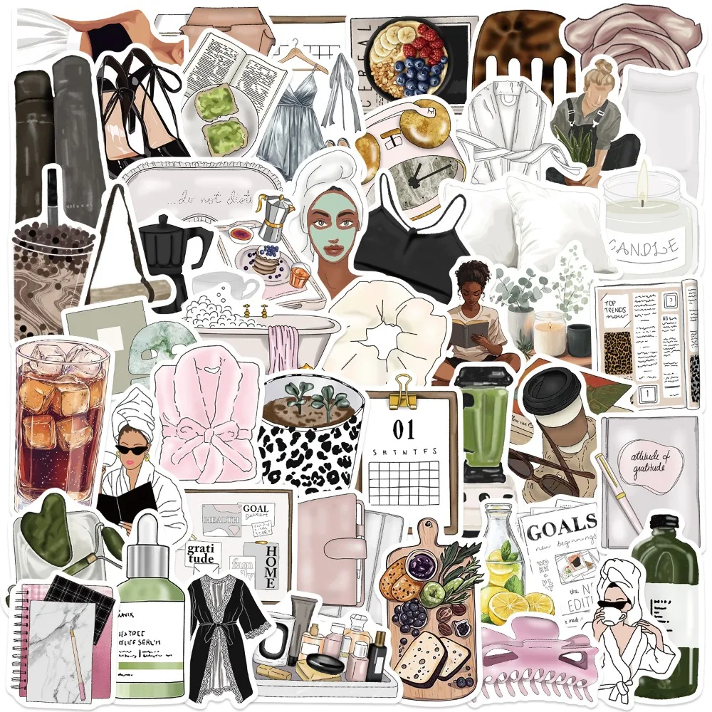 50Pcs Exquisite Mädchen Aufkleber Wasserdicht Geschenk Cartoon Dekoration Sammelalbum Laptop Gepäck Gitarre Wasser Tasse Telefon Fall DIY Aufkleber