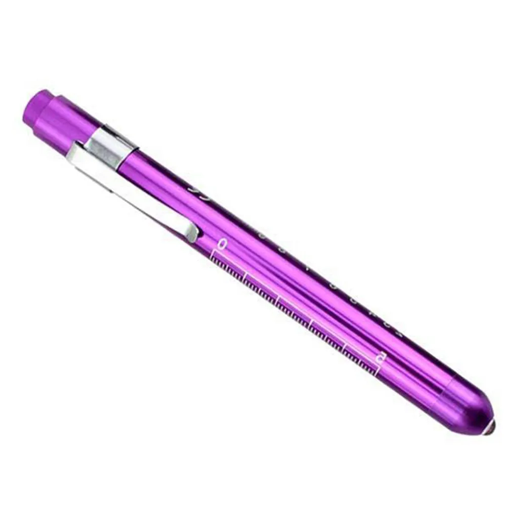 2Pcs LED Pen Light Small Stainless Steel Nurse for Oral Exam Pupil Check Ruler Scale Emergency Light