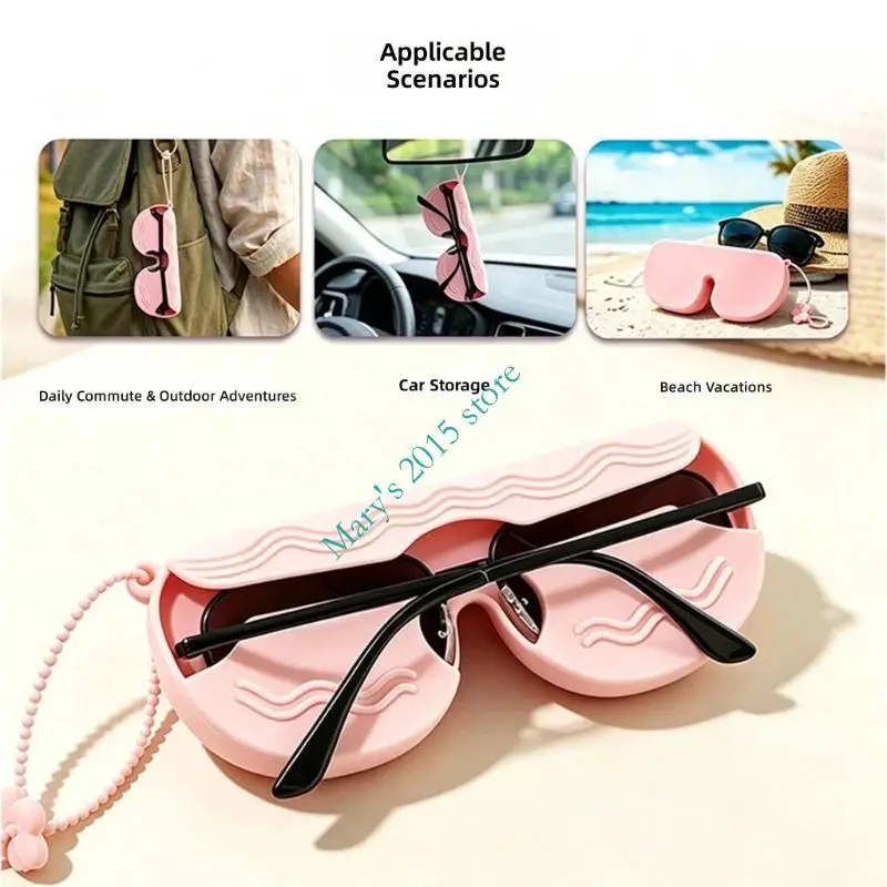 Glasses Case with Lanyard Soft Silicone Eyewears with Quick Access Opening for Daily Carry and Travel Storage