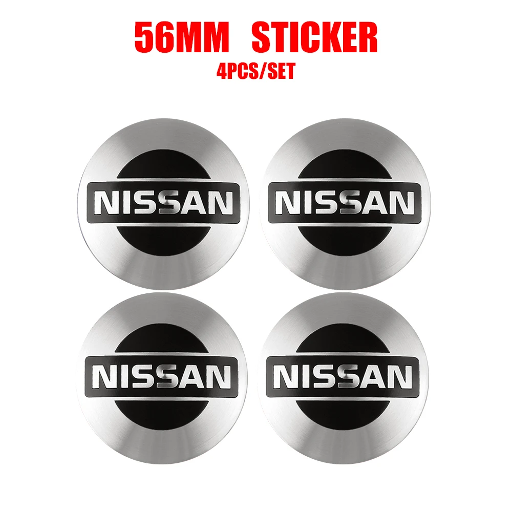 4PCS 56mm Auto Hub Caps Car Wheel Center Caps Car Hubcap Sticker Personalized Aluminum Tire Hub Sticker For Nissan Nismo GTR