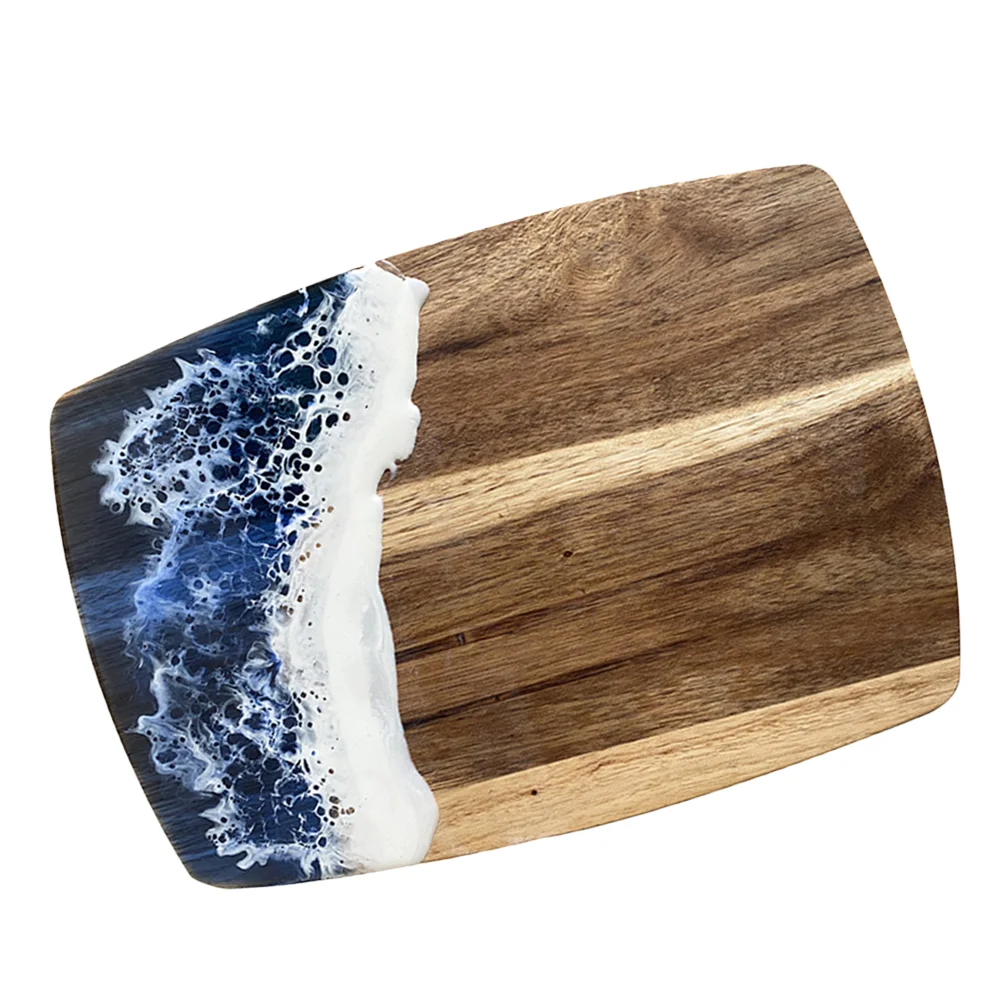 Large Resin Acacia Wood Cutting Board Chopping Boards for Kitchen Round Charcuterie Party Meat Cheese Pizza Vegetable Steak High