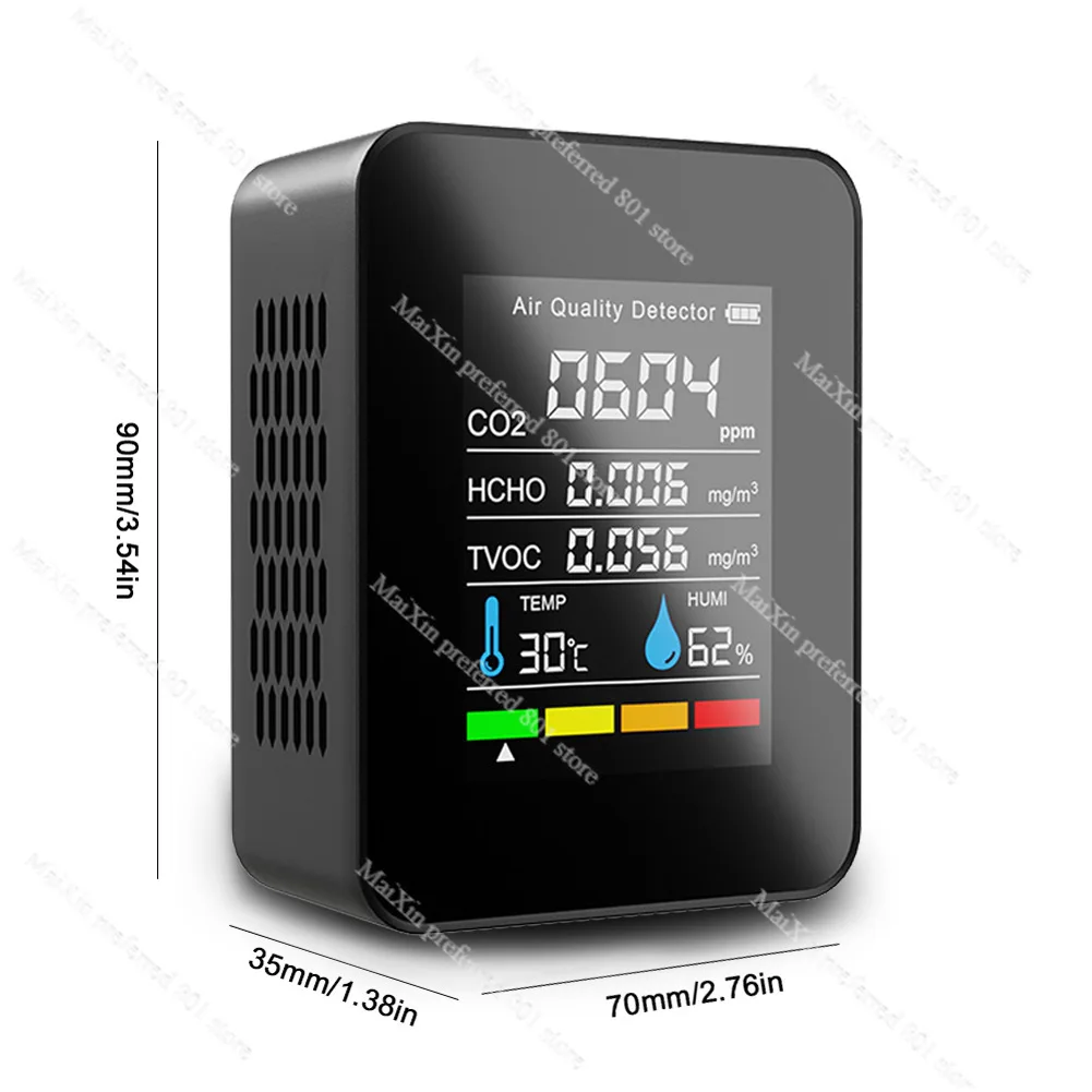 5In1 CO2 Digital Thermometer Humidity Tester CO2 Tvoc Hcho Air Quality Monitor