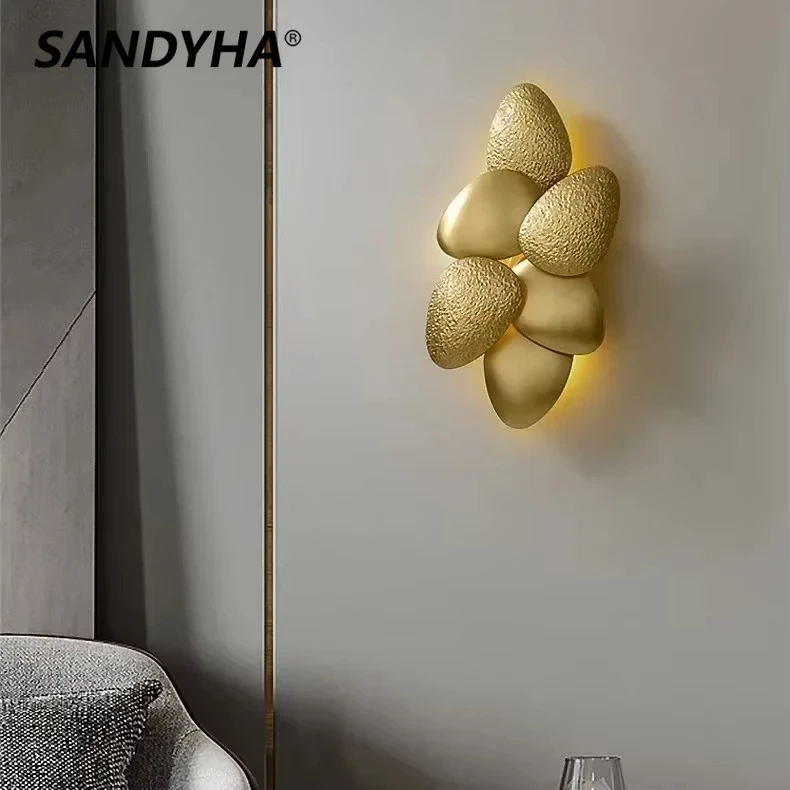 

SANDYHA Metal Headboard Pebble Design G9 Wall Lamps Suitable for Corridor Aisle Sofa Background Bedroom Decor Lighting Fixtures