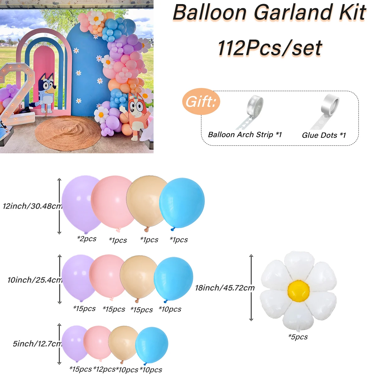 112pcs balloons are used to dress up weddings, bridal showers, gender reveal, Thanksgiving, holiday parties
