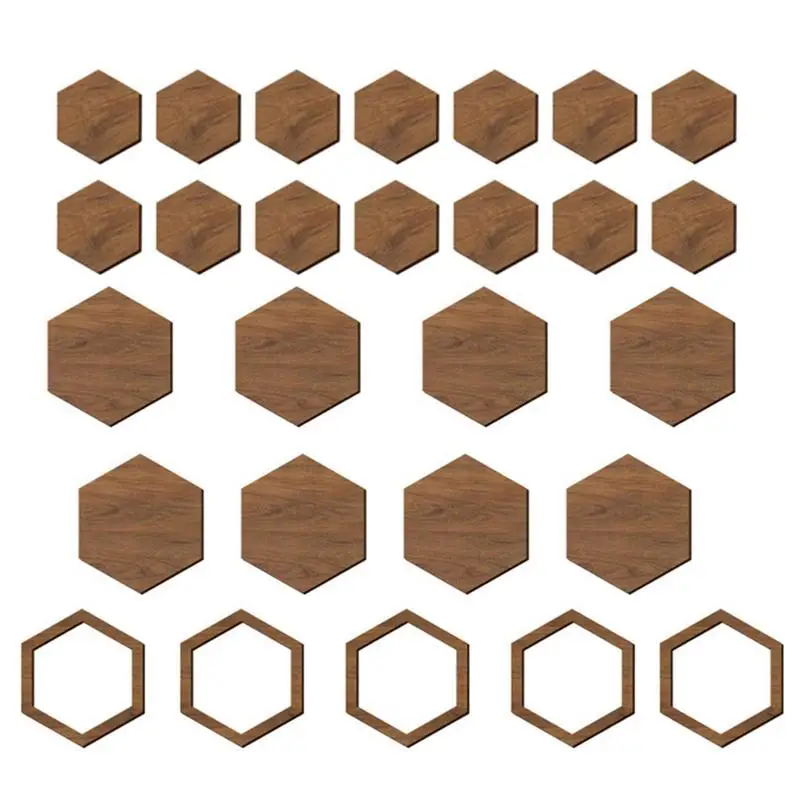 27pcs Hexagon Non Slip Wood Decorations  Hexagon Wood Wall Art 3D Wallpaper Murals Decals DIY for Furniture Living Room