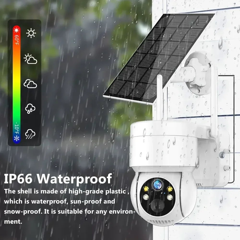 Solar Panel Wifi Camera HD 5MP Outdoor PTZ With Rechargeable Battery PIR Motion Detection Audio 100% Wireless Security IP Camera