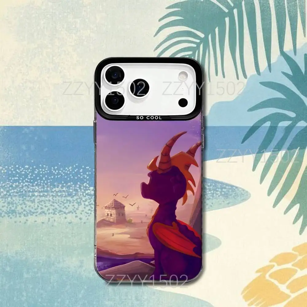 حافظة هاتف Game S-SpyroS the Dragon لهاتف iPhone 17,16,15,14,13,12,X,8,Pro,Max,Plus,SE4,Air, Mini HD Black IMD Matte #4