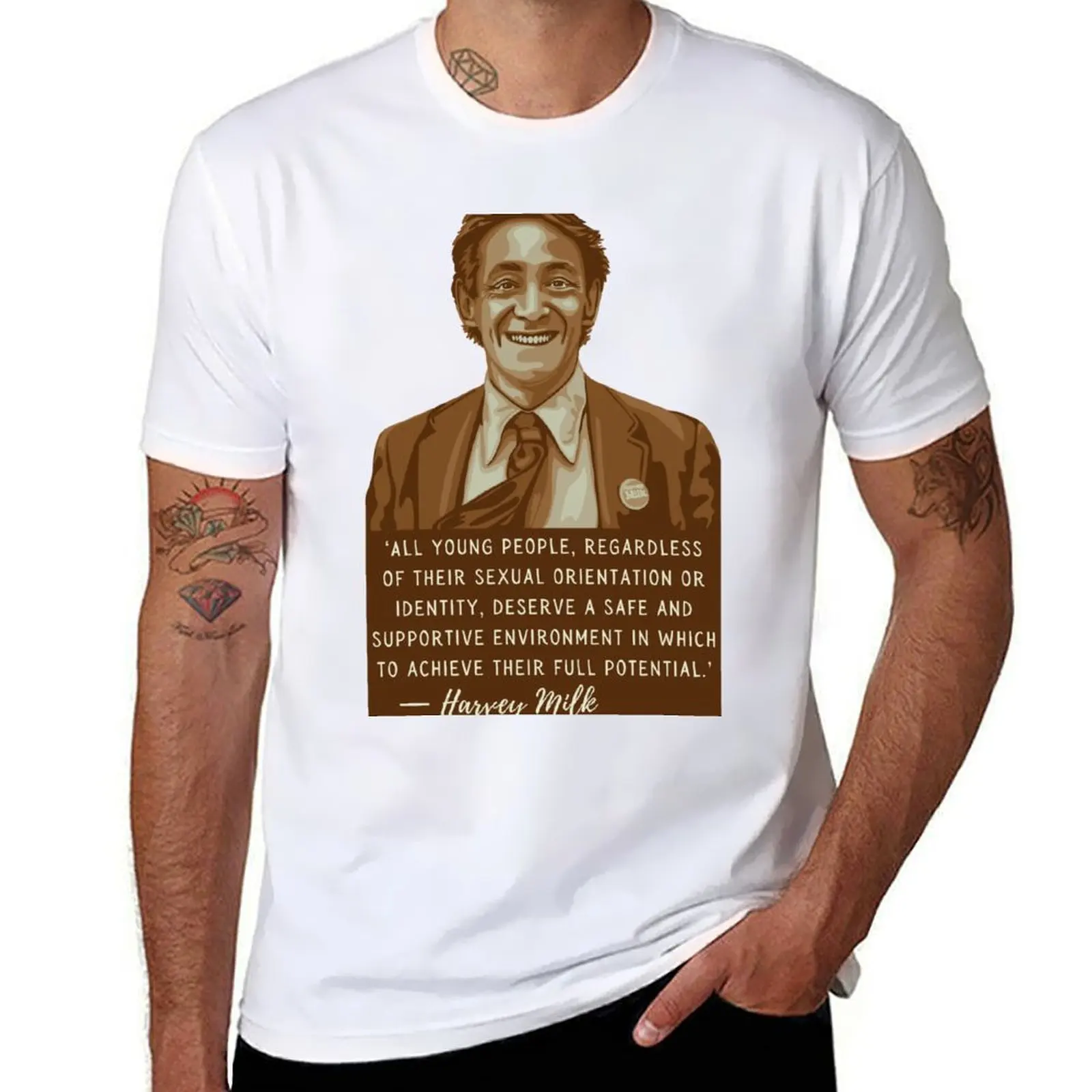 

Harvey Milk Portrait and Quote T-Shirt essential t shirt t shirt man cotton T-Shirt