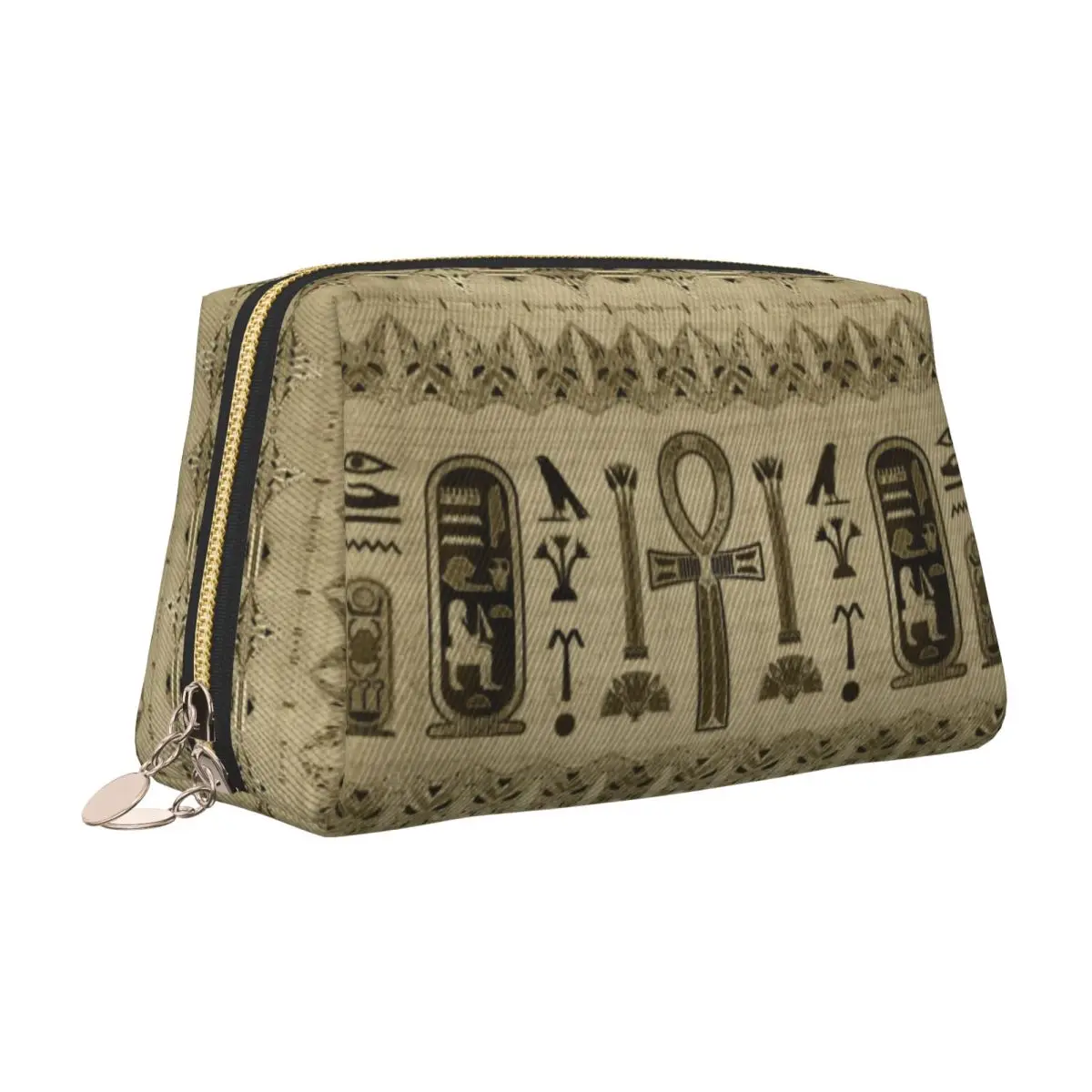 الصليب المصري عنخ حقيبة أدوات الزينة Kawaii مصر القديمة الهيروغليفية ماكياج منظم أدوات التجميل النساء الجمال تخزين Dopp عدة #2