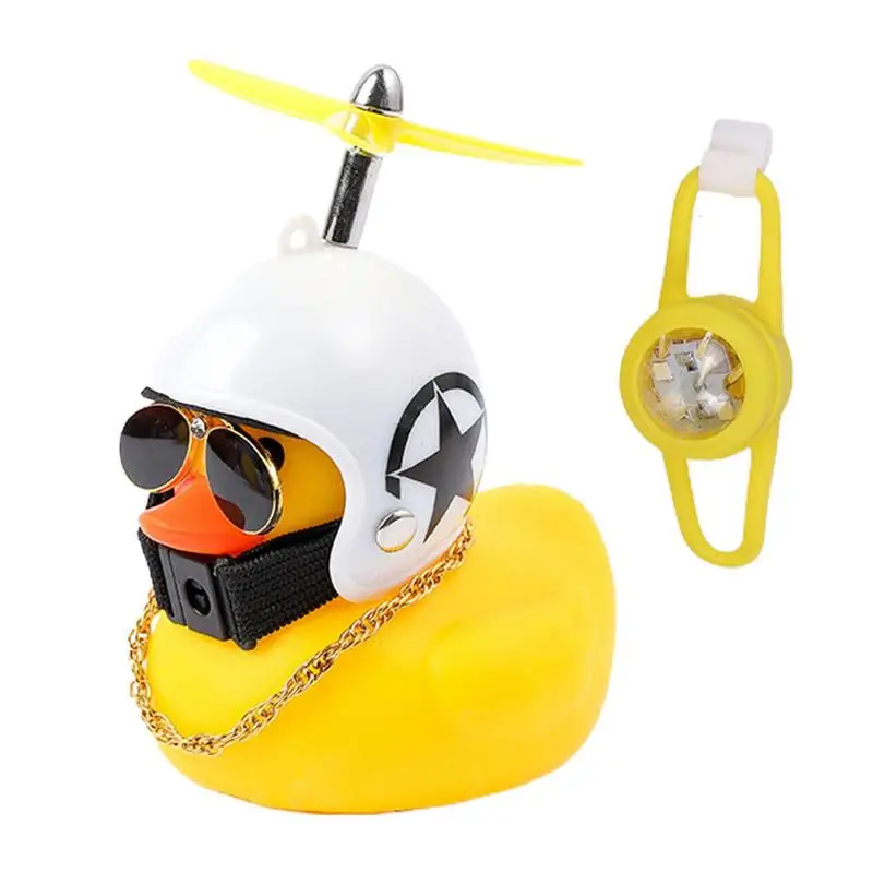 Cool Rubber Ducks Cartoon Rubber Duck Car Ornament Wearing Propeller Helmets Funny Motorcycle Duck Squeeze Duck Bikes Horn For