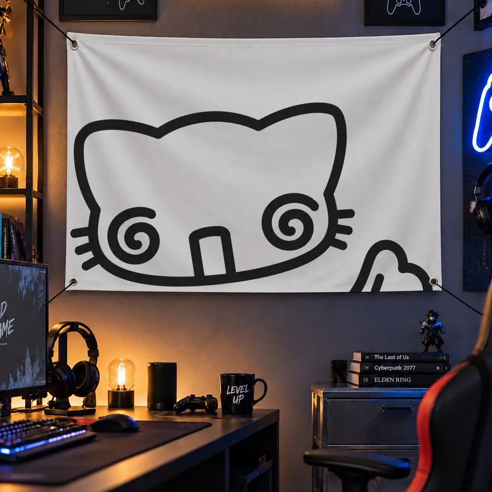 Meme S-Super Cute KittenAdorable Kitte Flags Personalized Flag Room Dorm Camping Picnic Garage Bar Indoor Outdoor Wall Decor
