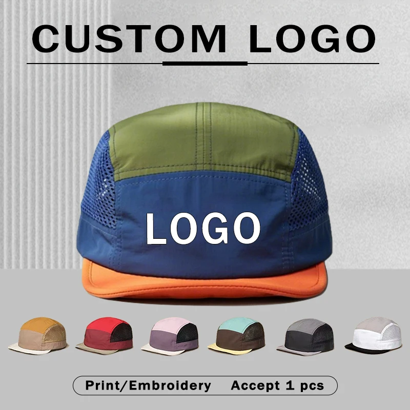Retro Color Matching Soft Brim Baseball Caps Customizable Logo Summer Outdoor Sports Breathable Sun Protection 5-panel Men's Hat