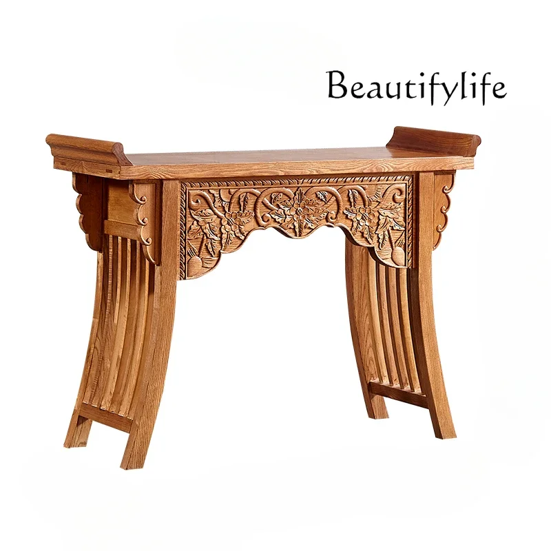 

Solid Wood Carving Buddha Shrine Chinese Style Living Room and Tea Room a Long Narrow Table Console Tables Fragrance Desk