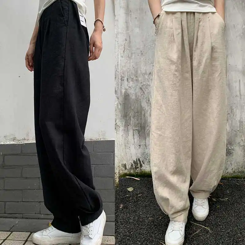 

Свободные драпированные брюки-шаровары с эластичной резинкой на талии и манжетами на щиколотке, осень-зима 2026, универсальные повседневные брюки больших размеров в китайском стиле ретро