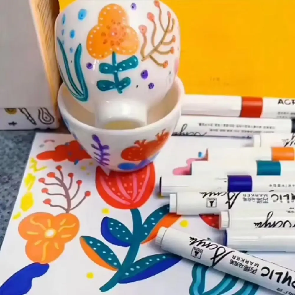 

80-цветный набор акриловых маркеров, набор акриловых маркеров с мягким наконечником, кисть для акриловой краски, нетоксичный маркер на водной основе