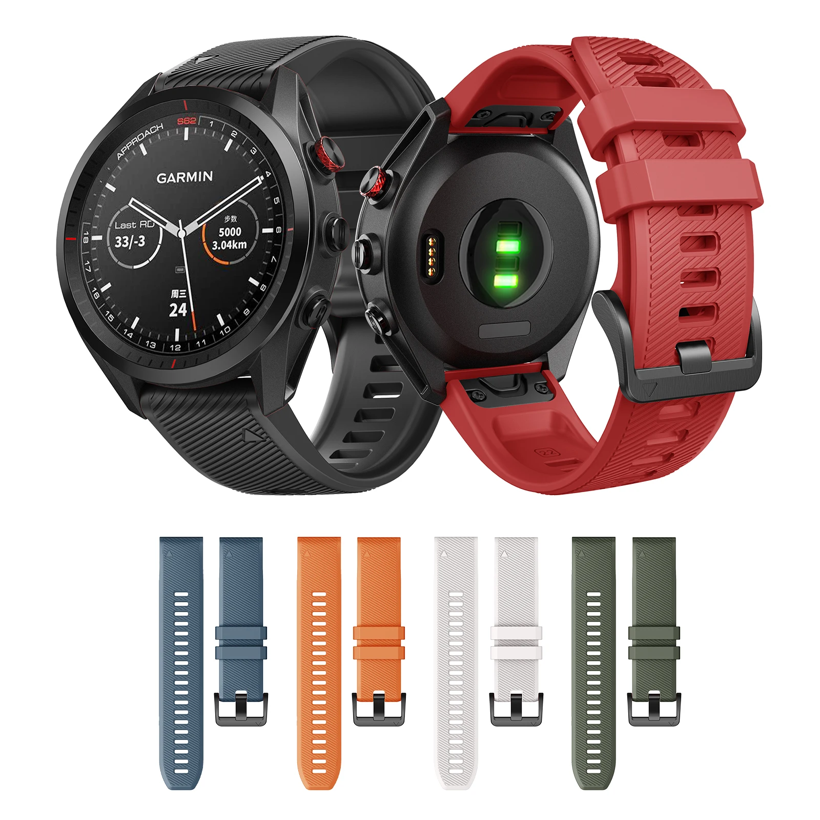 

22mm Smartwatch Bracelet for Garmin Approach S62 Silicone Sport Quick Fit Strap for Fenix 7/6/6 Pro/5/5 Plus Wristband