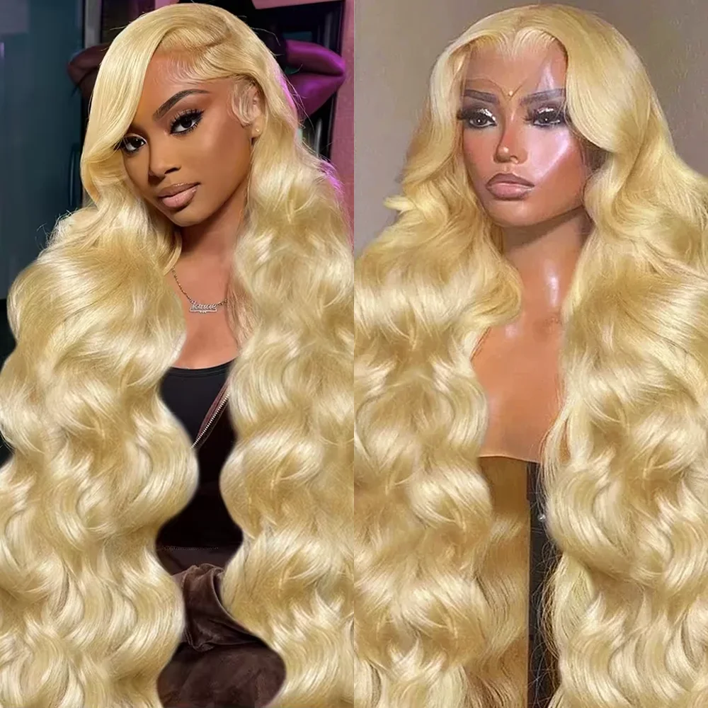 

613 Blonde Body Wave Lace Front Wig HD Transparent Lace 13x4 13x6 Human Hair Wig 613 Pre Plucked Full Frontal Wigs 46 Inches