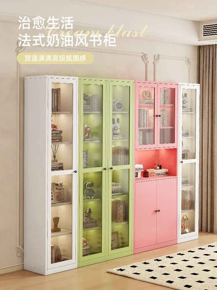 

Nordic wrought glass door bookshelf, floor to ceiling storage cabinet, living room storage display cabinet, modern minimalist st