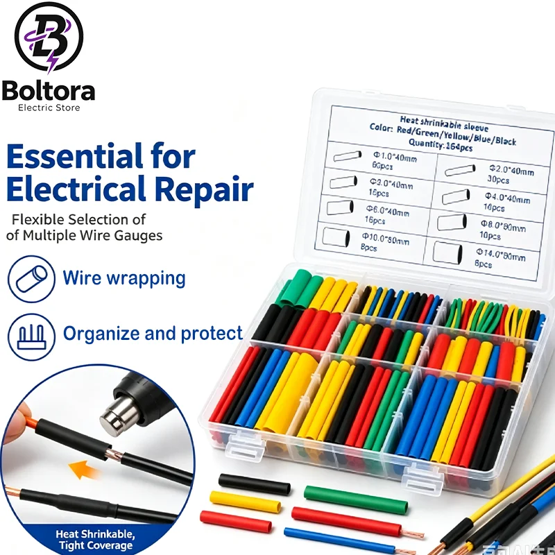 Heat Shrink Tube Kit Thermoresistant Tubing Heat Shrink Wire Wrapping Electrical Connection Cable Insulation Sleeved Protecter