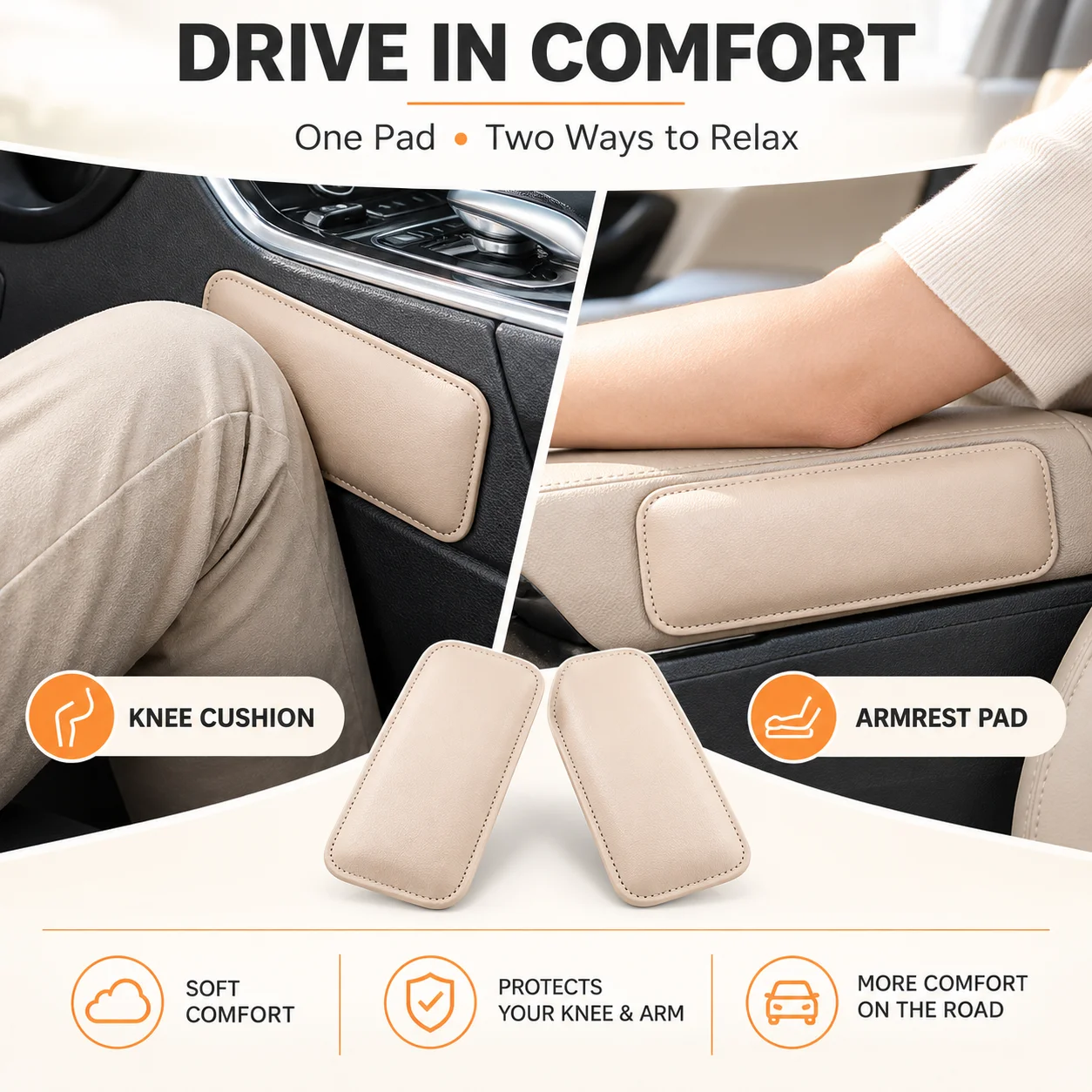1PC Universal Car Knee Pads Leg Pads Interior Accessories Car Knee Support Car Leg Extender Cushion Comfortable Leg Cushion Soft
