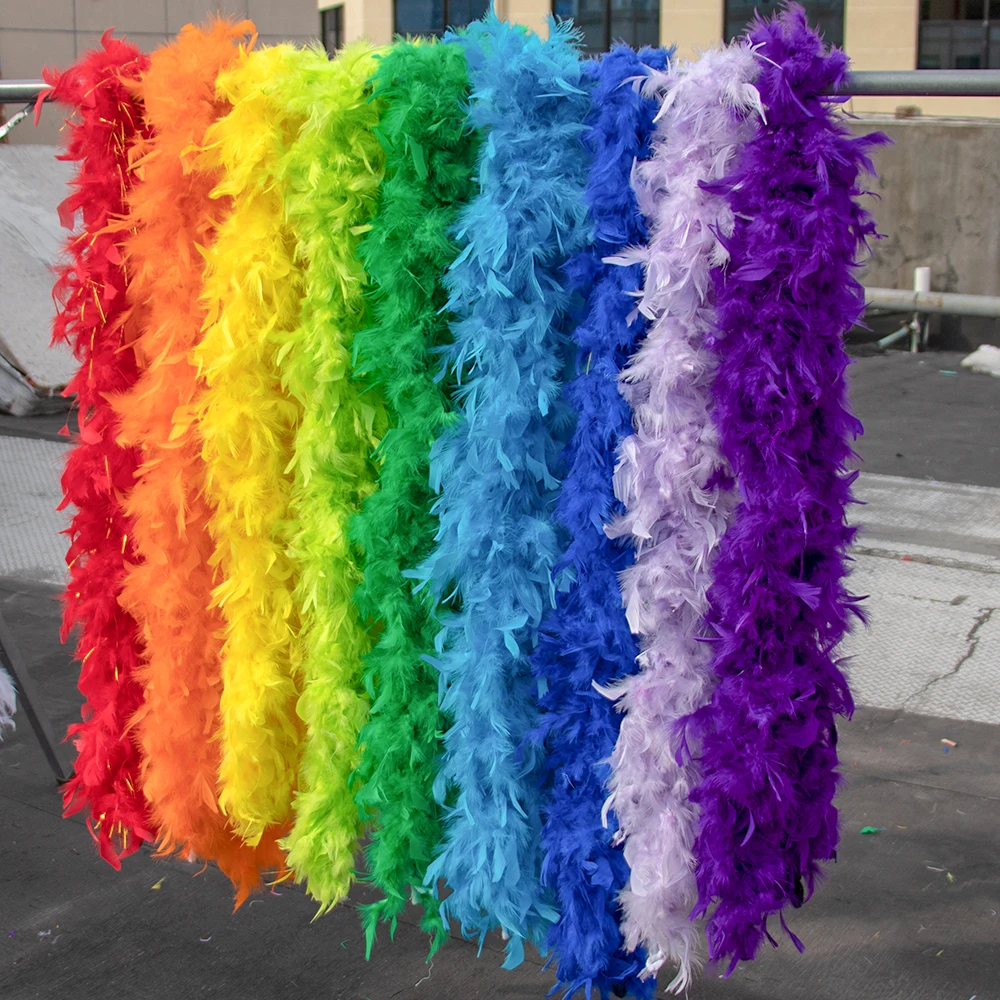 Flauschige schwarze Straußenfeder-Boa im Truthahn-Stil, 2M 40G 60G 90G Schal für Maskenball, Hochzeit, Party, Bühnenauftritt