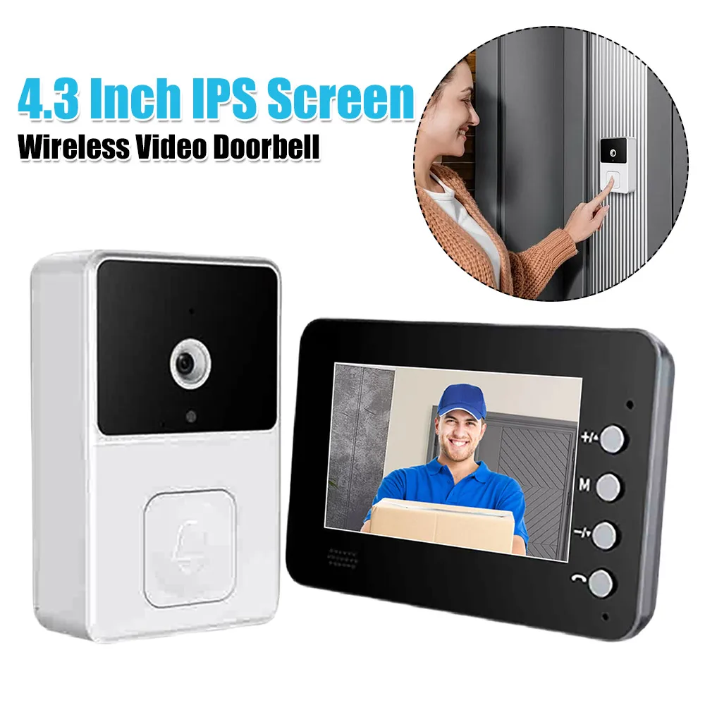 

4.3 Inch IPS Screen Smart Video Doorbell Infrared Night Vision 2.4G Wi-Fi Dual Communication Doorbell for Family Apartment