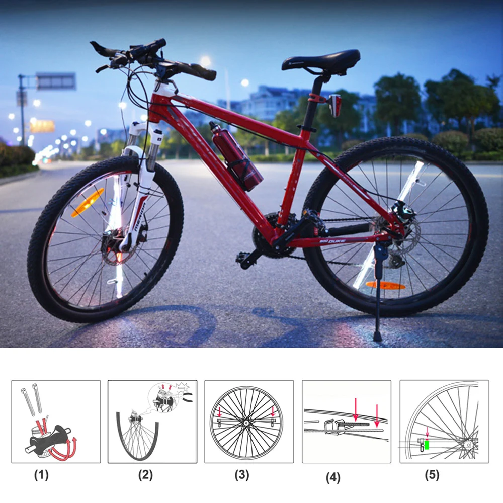 

64 светодиодных беспроводных фонарей для спиц, меняющих цвет, программируемые, для колес велосипеда, лампа для спиц