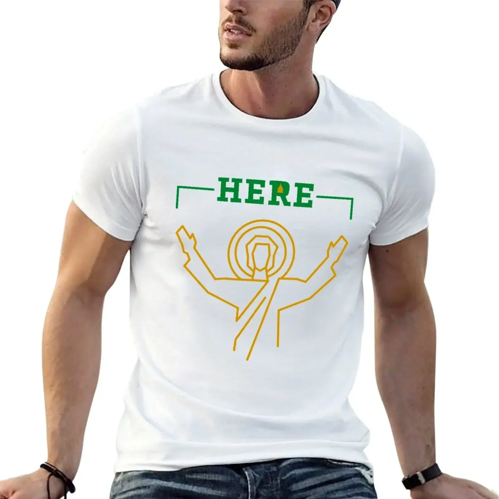 HERE touchdown jesus T-Shirt Aesthetic clothing boys whites blanks T-shirt men