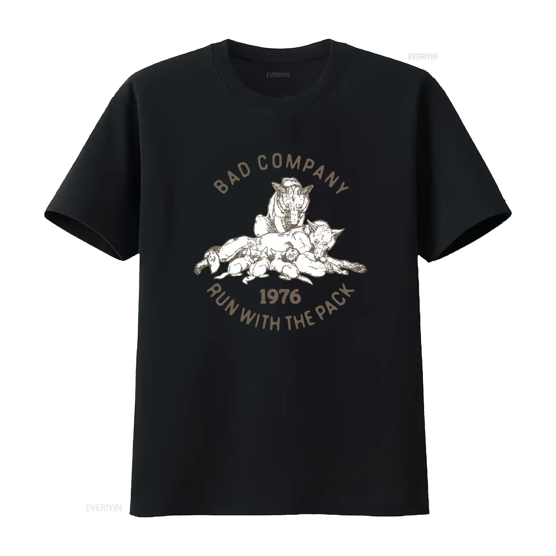 Camiseta para hombre Bad Company Wolf Mother Run with the Pack 1976, camiseta vintage con estampado de álbum de rock, para uso diario