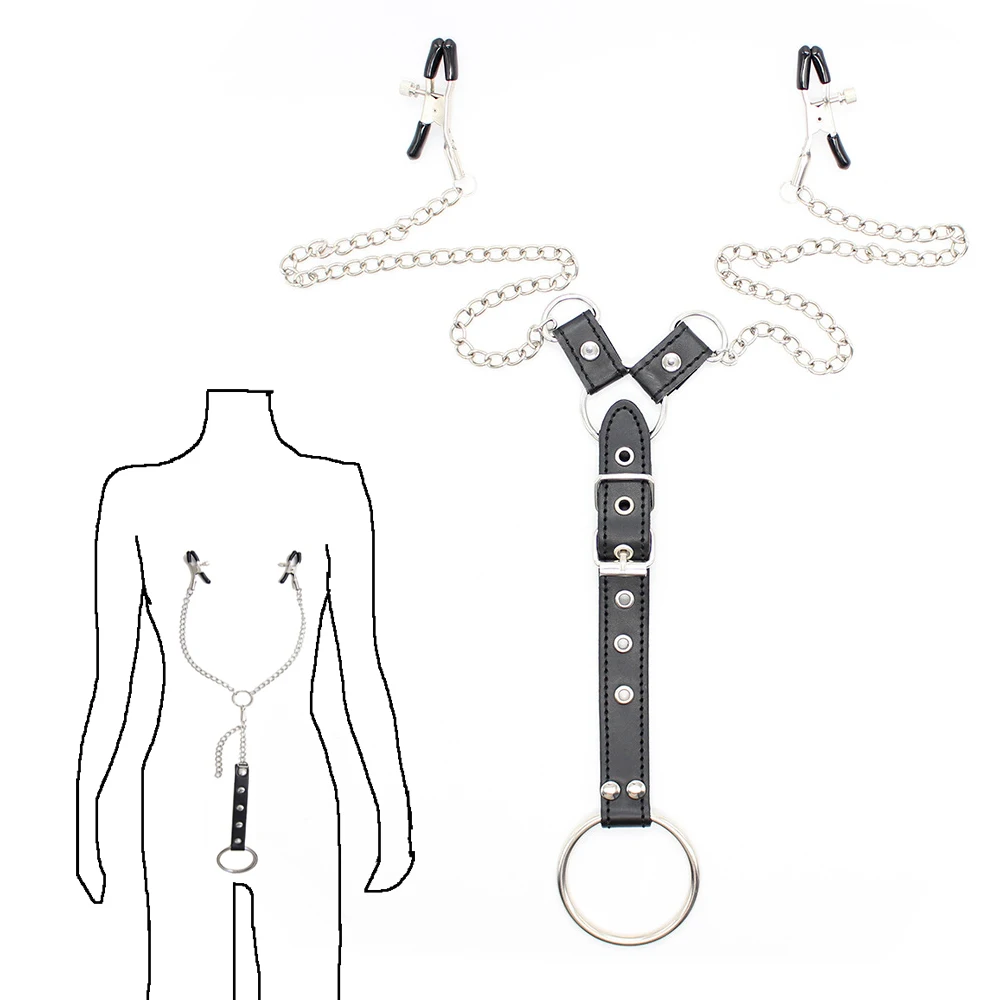 

Bdsm Toys Chain Nipple Clamps with Penis Ring Nipple Clip Cock Rings for Men Bondage Restraints Exotic Sex Chastity Adult Games