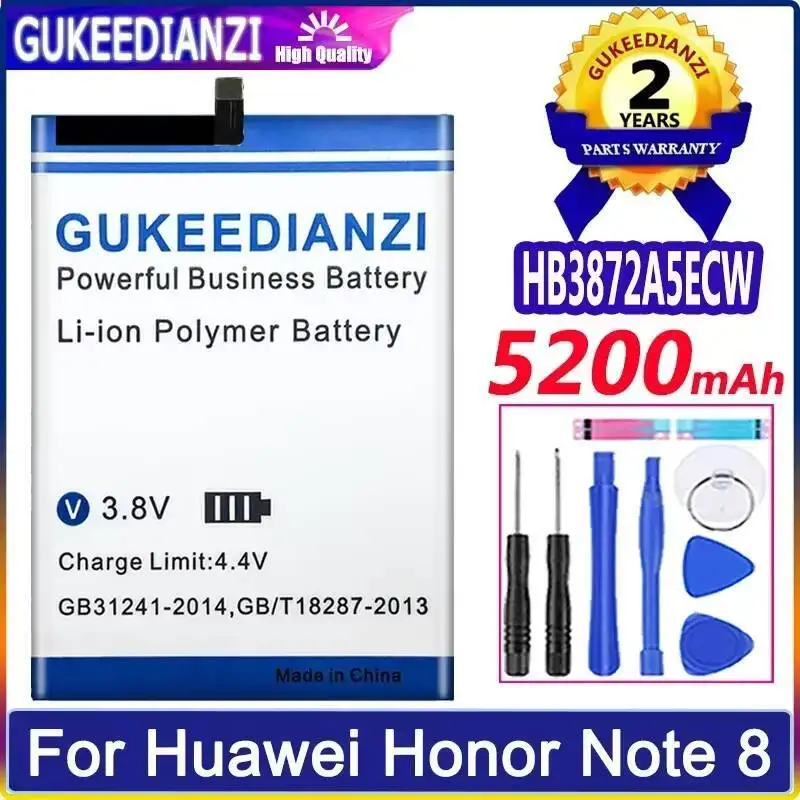 

Аккумулятор мобильного телефона емкостью 5200 мАч HB3872A5ECW для Huawei Honor Note 8 Note 8 Edi-DL00 Edi-AL10, высокая эффективность, высокая совместимость