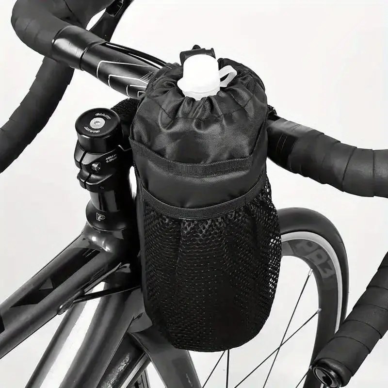Fahrradtasche Fahrradflaschenhalter Lenkervorbau Thermotasche mit Netztasche Kaffeetassenhalter Fahrrad-Wasserflaschenträger-Tasche