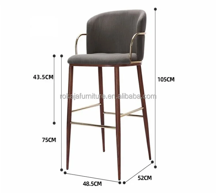 YyhcModern Solid Wood Bar Stools Minimalist Design Fabric Upholstered High Stools Home Restaurant Bar Reception Chairs