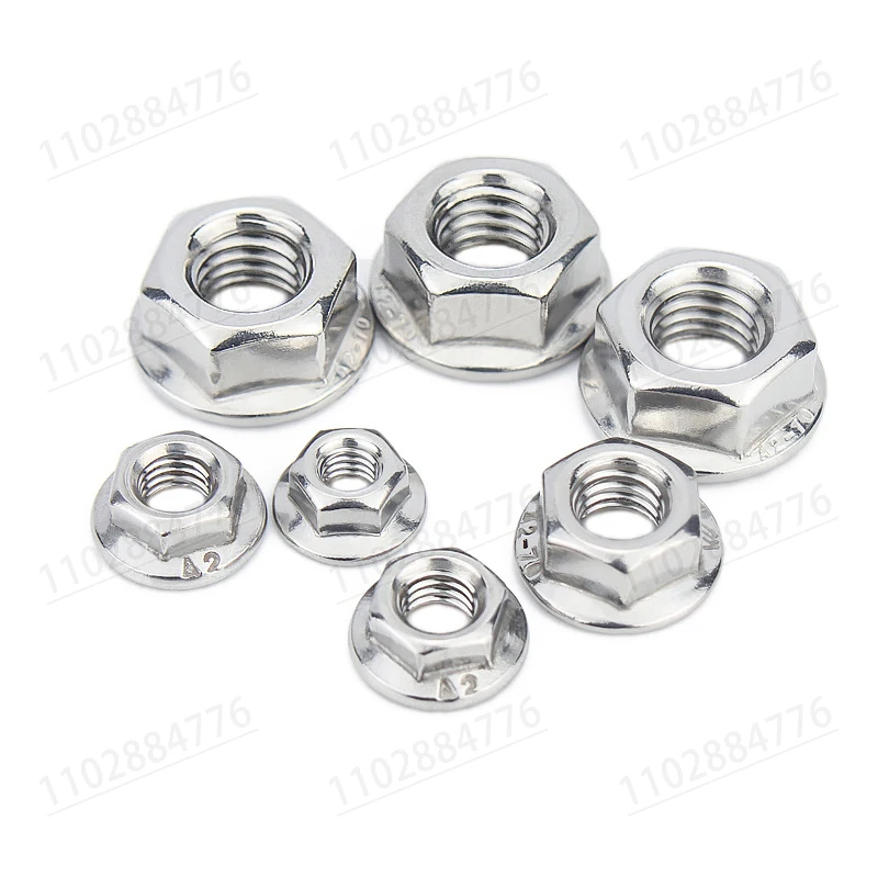 M3 M4 M5 M6 M8 M10 M12 High Quality Stainless Steel Hexagon Hex Head Serrated Spinlock Flange Nut Locknut Lock Nut DIN6923